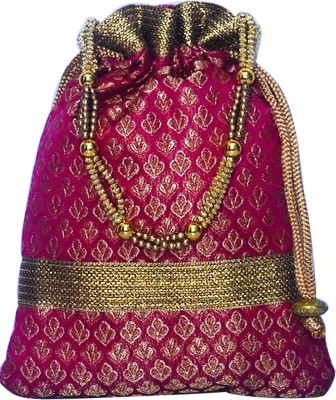 AyA Fashion Royal Ethnic Clutch Silk Potli Batwa Wallet Bag with Beads Work |Suitable for Women |Hand Weaved Banarasi Design Potli