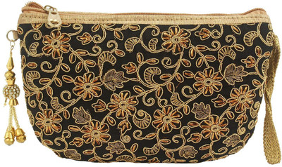 

Bagaholics Multipurpose Pencil Pouch Travel wallet Handbag Organizer Medicine Bag with Embroidery Ladies Purse Pouch(Black)