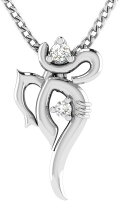 avsar GANESHA Shape God Pendant 18kt Diamond White Gold Pendant