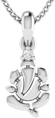 avsar GANESHA Shape God Pendant 18kt Diamond White Gold Pendant