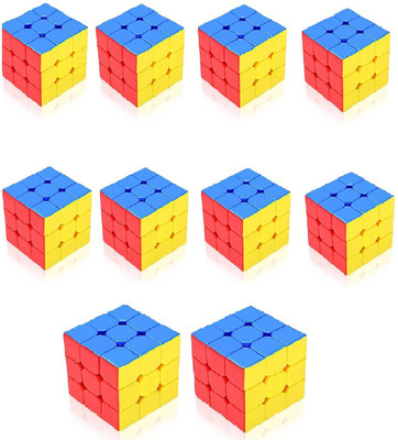 

Something4u 10 Pcs Rubik Cube Sticker Less One Hand Movement and Smooth Play Magic High Speed Multicolor Cube Puzzle Set Toy Stickerless Speed Cube(10 Pieces)