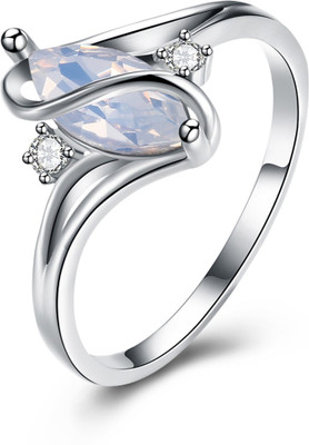 Divastri Olivia Man-Made Opal Invisible Setting Ring Alloy Opal Silver Plated Ring