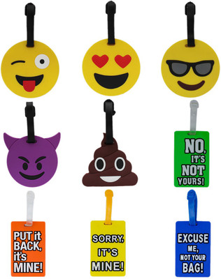 

Shoppernation Luggage Tag Set Emoji Funny Messages - Pack of 9 (CLNT42) - Bag Travel Tags Luggage Tag(Multicolor)