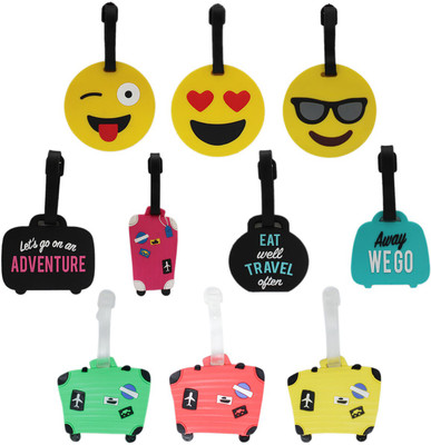 

Shoppernation Luggage Tag Set Smiley Emoji Suitcase Message - Pack of 10 (CLNT45) - Bag Travel Tags Luggage Tag(Multicolor)