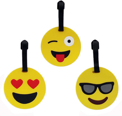 

Shoppernation Luggage Tag Emoji Smiley Design - Pack of 3 (CLNT23) - Bag Travel Tags Luggage Tag(Multicolor)