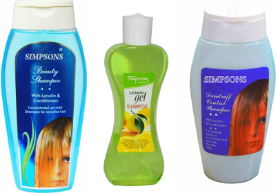 

Simpsons Anti DANDRUFF Therapeutic Shampoo with Beauty Gel lenolin shampoo and Lemon Gel Shampoo ( pack of 3 )(700 ml)