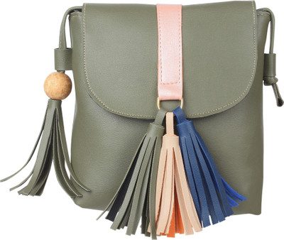 

Roshiaaz Girls Casual Green Canvas Sling Bag