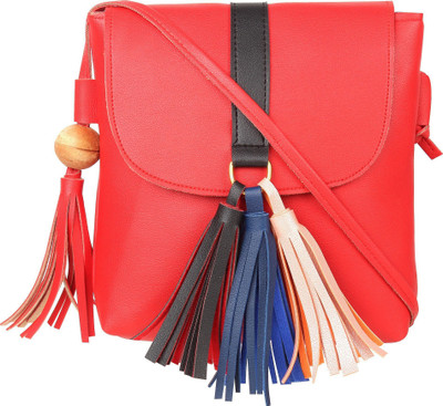 

Roshiaaz Girls Casual Red Canvas Sling Bag