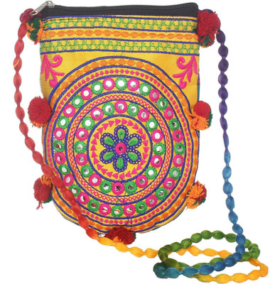 

Bagaholics Girls Casual Yellow, Multicolor Silk, Cotton Sling Bag, Multicolor;yellow