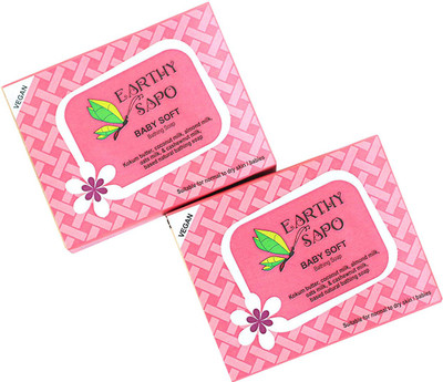 Earthy Sapo Baby Soft Bathing Soap (Kokum butter, coconut milk, almond milk, cashewnut milk, oats milk)- set of 2(200 g, Pack of 2)