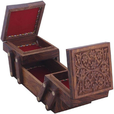 

AK Handicrafts Wooden Foldable Vanity Box Makeup and Jwellery Vanity Box(Multicolor)
