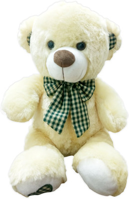 My Baby Excels Bear Plush with Checks Bow and Ears colour  - 35 cm(Beige)