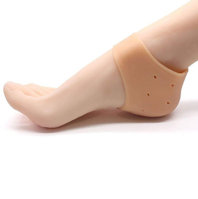 LS Letsshop Anti heel crack set socks Heel Support(Beige)