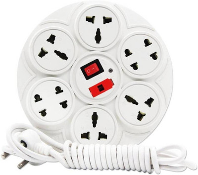 

VBR's Group Extension Board with 8 plug points | Copper wiring | Suitable for every basic need at home and office | 6 Amp Multi Plug Point Extension Cord With Led Indicator And Universal Socket (White) 8 Socket Surge Protector(White)