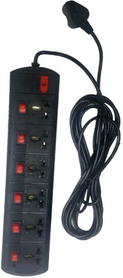 

ACCESSOREEZ Extension_Rectangle Black 6 Socket Surge Protector(Black)