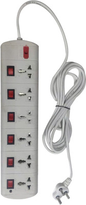 

ACCESSOREEZ Extension_Rectangle white 6 Socket Surge Protector(White)