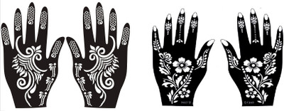 

ivana's Henna Tattoo Stencil (Set of 4) Women Girls Hand Finger Body Paint Temporary Tattoo (104) (tatto)