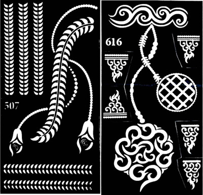 

ivana's Henna Tattoo Stencil (Set of 2) Women Girls Body Paint Temporary Tattoo (47)(tatto)