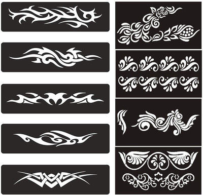 

ivana's Henna Tattoo Stencil (Set of 9) Women Girls Hand Finger Body Paint Temporary Tattoo (114)(tatto)
