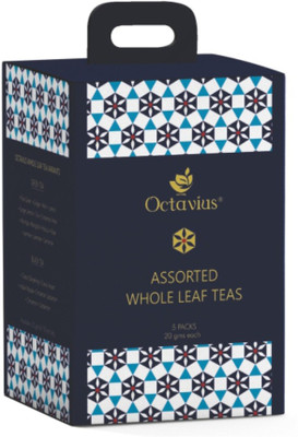 

Octavius Assorted 5 Black Loose Leaf Tea Samplers Assorted Green Tea(5 Bags, Box)