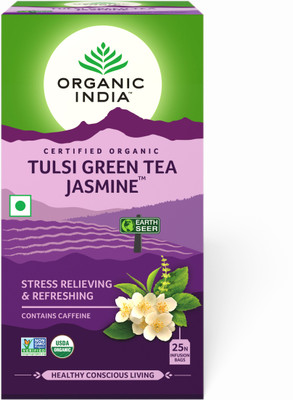 

Organic India Jasmine and Tulsi Green Tea Bags(25 Bags, Box)