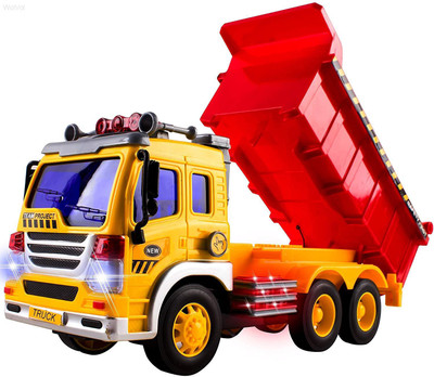 

HALO NATION Dump Truck Toy Friction Powered Construction Trucks Toys with Light and Sound 1:16 Advanced Simulation Model-Engineering Series(Yellow)