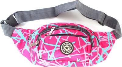 

b4bags Lines Waist Pack Pouch for Outdoor Travel Belt Bag (WB10702 Pink-Blue) Waist Pouch(Pink)