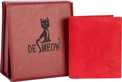 

DE MEOW Men Multicolor Genuine Leather Wallet(11 Card Slots), Black;red