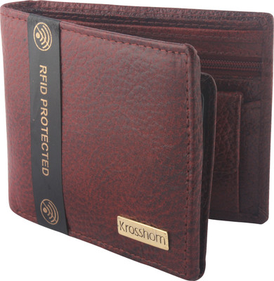 

Krosshorn Men Brown Genuine Leather Wallet(7 Card Slots)