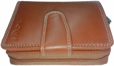 

TOUGH Women Tan Genuine Leather Wallet(9 Card Slots), Cognac