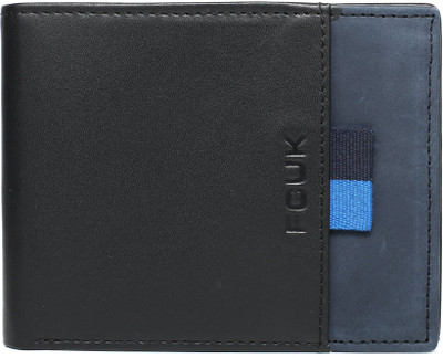 

French Connection Men Black Genuine Leather Wallet(6 Card Slots), Black/navy