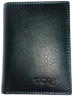 

TOUGH Men Black Genuine Leather Wallet(4 Card Slots)