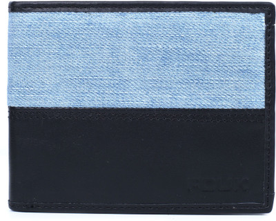 

French Connection Men Blue Denim Wallet(6 Card Slots), Navy denim/ black