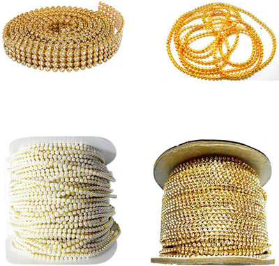 

AsianHobbyCrafts Jewellery Making Chains & Stone Lace Combo Set- Pack of 4 Items