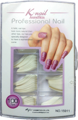 

AuraSkin artificial shining french manicure fake nails french nails white(Pack of 100)