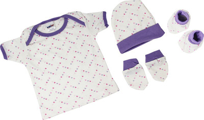 Babilav LID04 Newborn 4 Pieces Unisex Baby Gift Set, Diamond Shaped(Lilac)