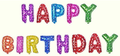 

MUCH N MORE Solid "HAPPY BIRTHDAY" Multi Colored Foil Letters Toy Balloon Balloon(Multicolor, Pack of 13)
