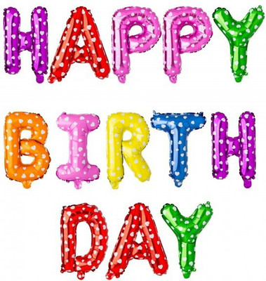 

ARE Printed 13 LETTER BIRTHDAY IN 17 INCHES SIZE PER LATTER Letter Balloon(Multicolor, Pack of 13)