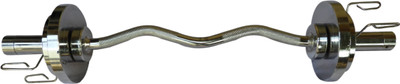 

Royal 2.5 kg 2pc 5kg 2pc Silver Plates with 3 feet CURVE Olympic ROD Weight Lifting Bar(Silver)