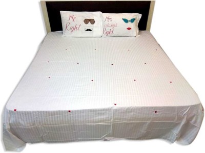 Agarwal Retails 400 TC Cotton King Embroidered Flat Bedsheet(Pack of 1, White)