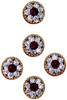 

beauty gold Diamond Round bindi for beautiful lady & girl forehead, nails Maroon Bindis(mugli marathi, bengali bindi, Bollywood style)