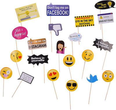 

Party Butiko Photo Booth Props Kit (20 Pcs) Photo Booth Props,Smiley Props Emojis Props Latest Fun Photo Prop