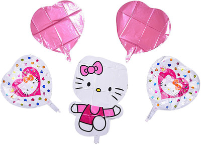 

Party Butiko Hello Kitty Theme Foil Balloon Bouquet (Set of 5) for Girls Kitten Theme Birthday Party Supplies