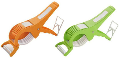 

VR Deluxe 2 in 1 Vegetable Cutter Peeler Chopper(2 Vegetable Cutter), Green;orange