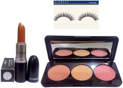

glorist eyelash and Lipstick With 3 Color Blushers(Set of 3)