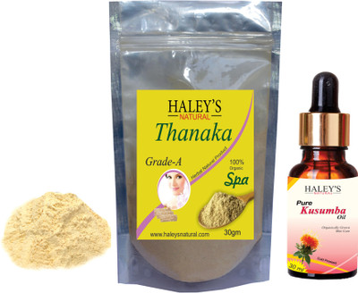 

haley's natural Thanaka powder Grade -A 30g & Kusumba Oil 30ml for hair removal(Set of 2)