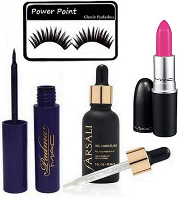 

POWER POINT Eyeliner, Mac Padma Eyeliner, Farsali Face Serum, pink lipstick(Set of 4)