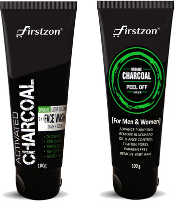 

firstzon™ Charcoal Peel Off Mask and Charcoal Face Wash+Scrub(Set of 2)