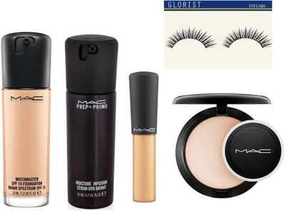 

glorist Eyelash and Imported Combo Of (Studio Fix Compact,Studio Water Weight Foundation,Mineralize Concealer,Prep + Prime Moisture Infusion Serum Hydratant(Set of 5)