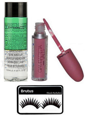 

BRUTUS Eyelashes, Mac makeup Remover, Liquid Lipgloss(Set of 3)